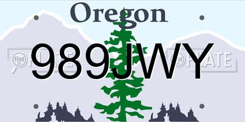 989JWY Oregon License Plate