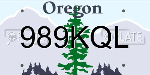 989KQL Oregon License Plate