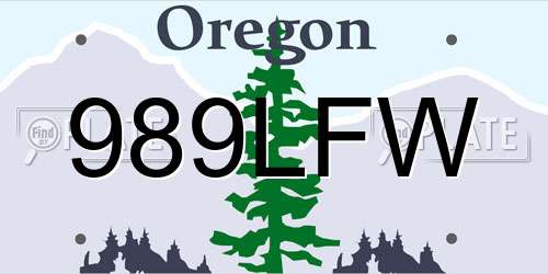 989LFW Oregon License Plate