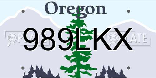 989LKX Oregon License Plate