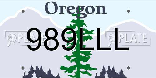 989LLL Oregon License Plate