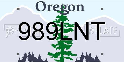 989LNT Oregon License Plate