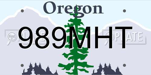 989MHT Oregon License Plate