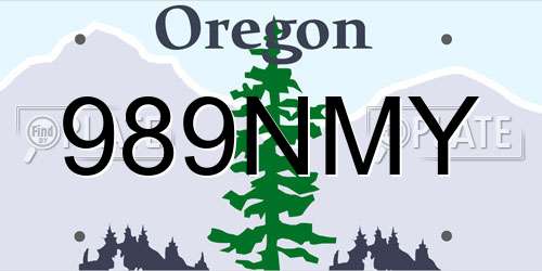 989NMY Oregon License Plate