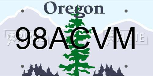 98ACVM Oregon License Plate