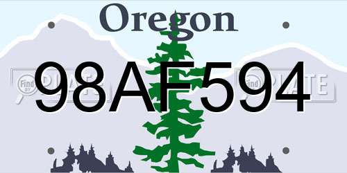 98AF594 Oregon License Plate