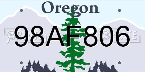98AF806 Oregon License Plate
