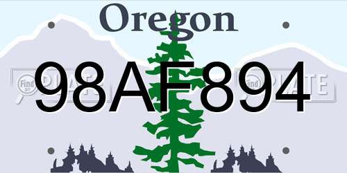98AF894 Oregon License Plate