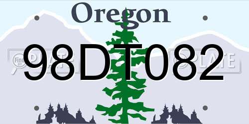 98DT082 Oregon License Plate