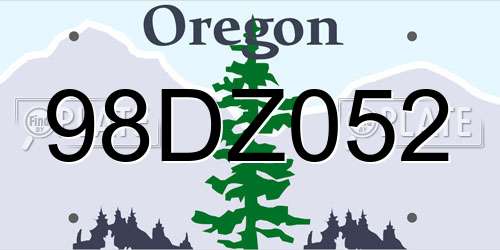 98DZ052 Oregon License Plate
