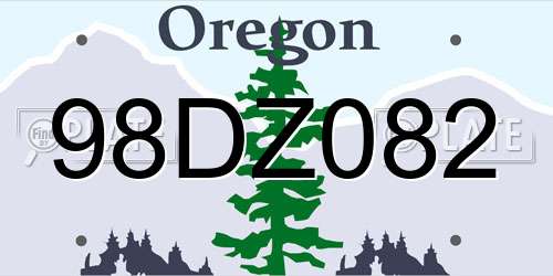 98DZ082 Oregon License Plate