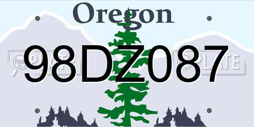 98DZ087 Oregon License Plate