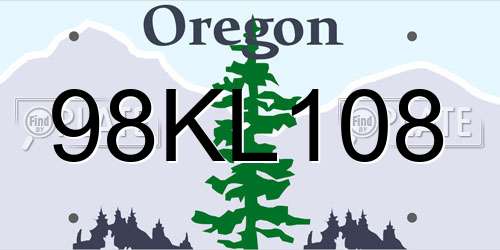 98KL108 Oregon License Plate