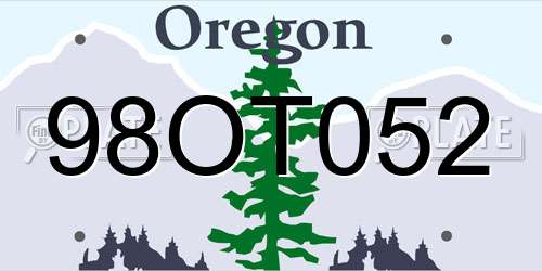 98OT052 Oregon License Plate