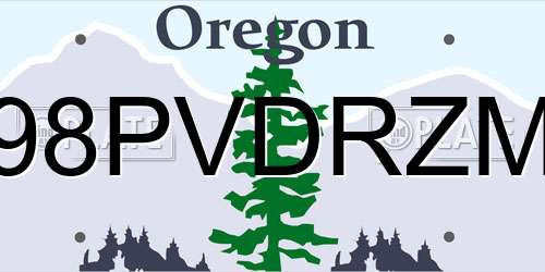 98PVDRZM Oregon License Plate
