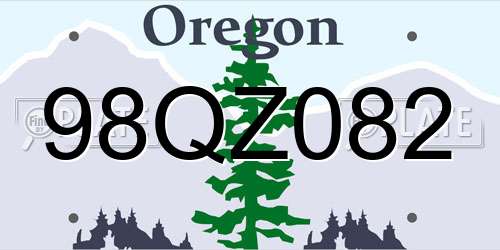 98QZ082 Oregon License Plate