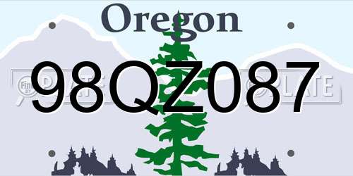 98QZ087 Oregon License Plate
