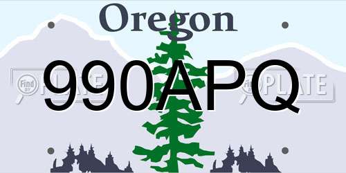 990APQ Oregon License Plate