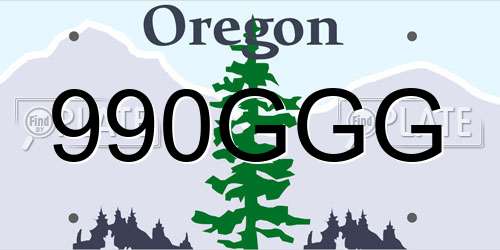 990GGG Oregon License Plate