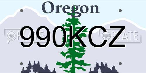 990KCZ Oregon License Plate