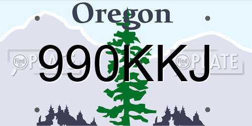 990KKJ Oregon License Plate