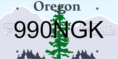 990NGK Oregon License Plate