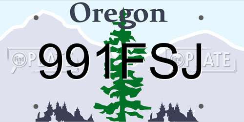 991FSJ Oregon License Plate