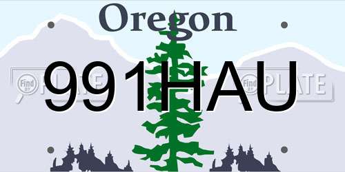 991HAU Oregon License Plate