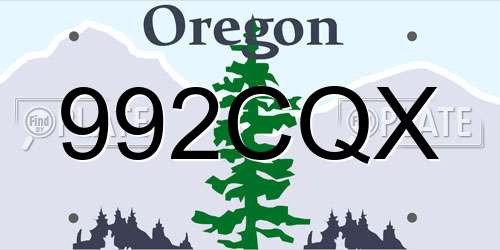 992CQX Oregon License Plate