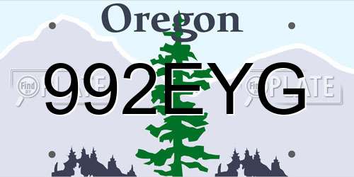 992EYG Oregon License Plate