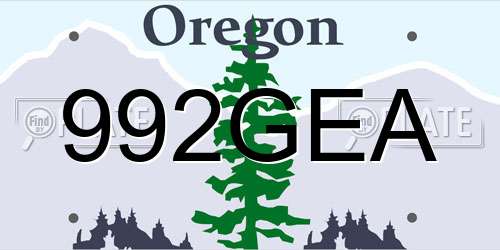 992GEA Oregon License Plate