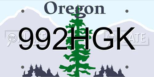 992HGK Oregon License Plate