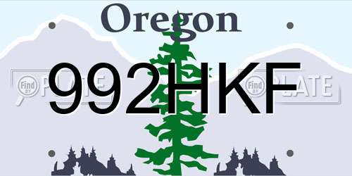 992HKF Oregon License Plate