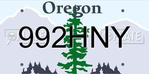 992HNY Oregon License Plate