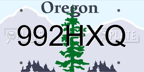 992HXQ Oregon License Plate