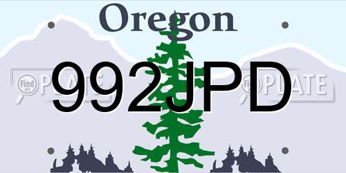992JPD Oregon License Plate