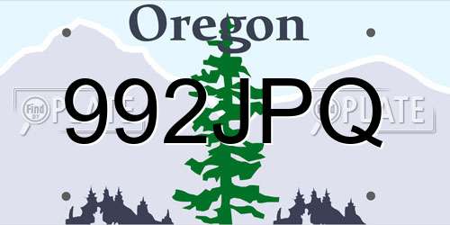992JPQ Oregon License Plate