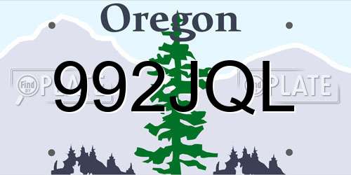 992JQL Oregon License Plate