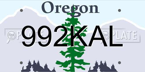 992KAL Oregon License Plate
