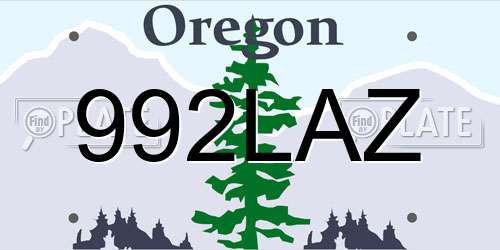 992LAZ Oregon License Plate