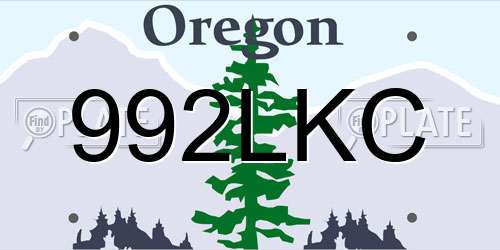 992LKC Oregon License Plate
