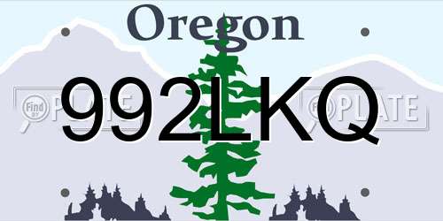 992LKQ Oregon License Plate