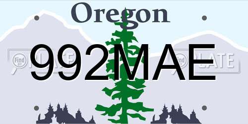 992MAE Oregon License Plate