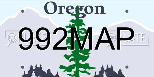 992MAP Oregon License Plate