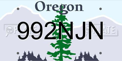 992NJN Oregon License Plate