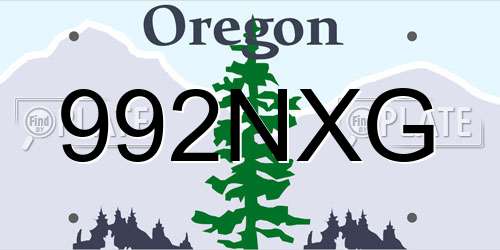 992NXG Oregon License Plate