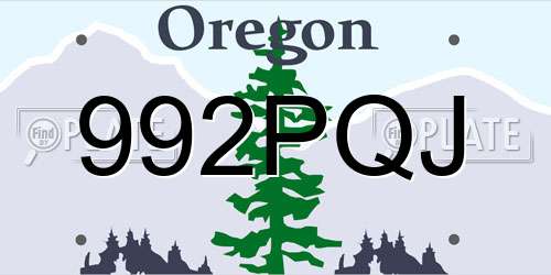 992PQJ Oregon License Plate