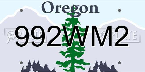 992WM2 Oregon License Plate
