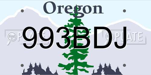 993BDJ Oregon License Plate