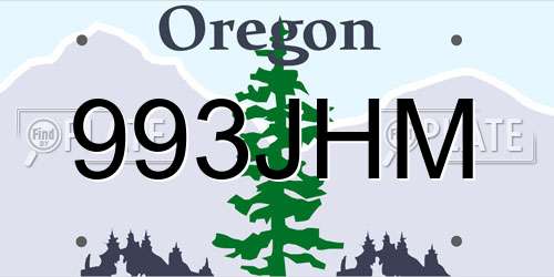 993JHM Oregon License Plate